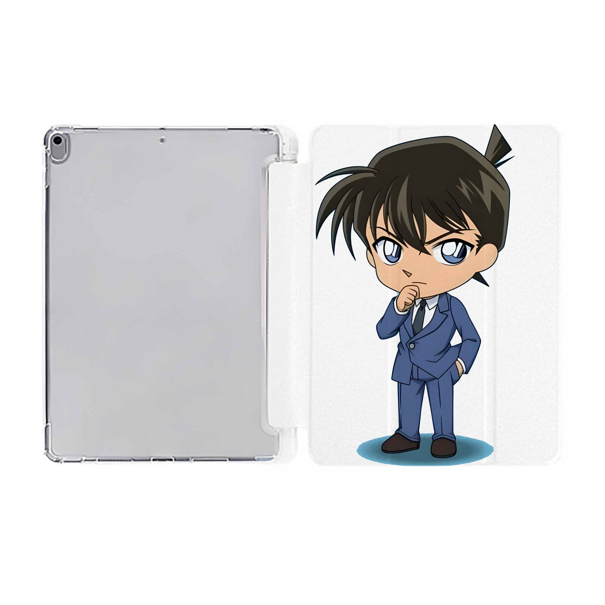 （画像用） 名探偵コナン 江戸川 コナン Detective Conan Conan Edogawa IPad ケース ペン収納付き 三つ折りスタンド PUレザー×シリコン 対応機種9.5/10.5/10.9インチ
